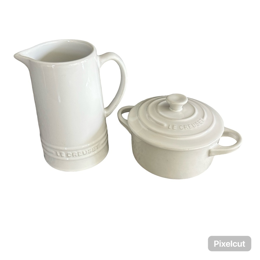 Le Creuset Pitcher and Mini Cocotte White